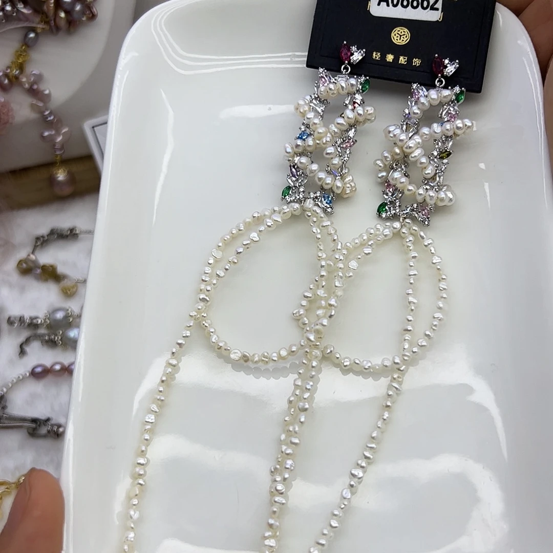 耳饰银S925镶嵌淡水珍珠