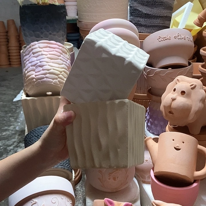 11×9方钻+11×10波浪方盆 粗陶2个