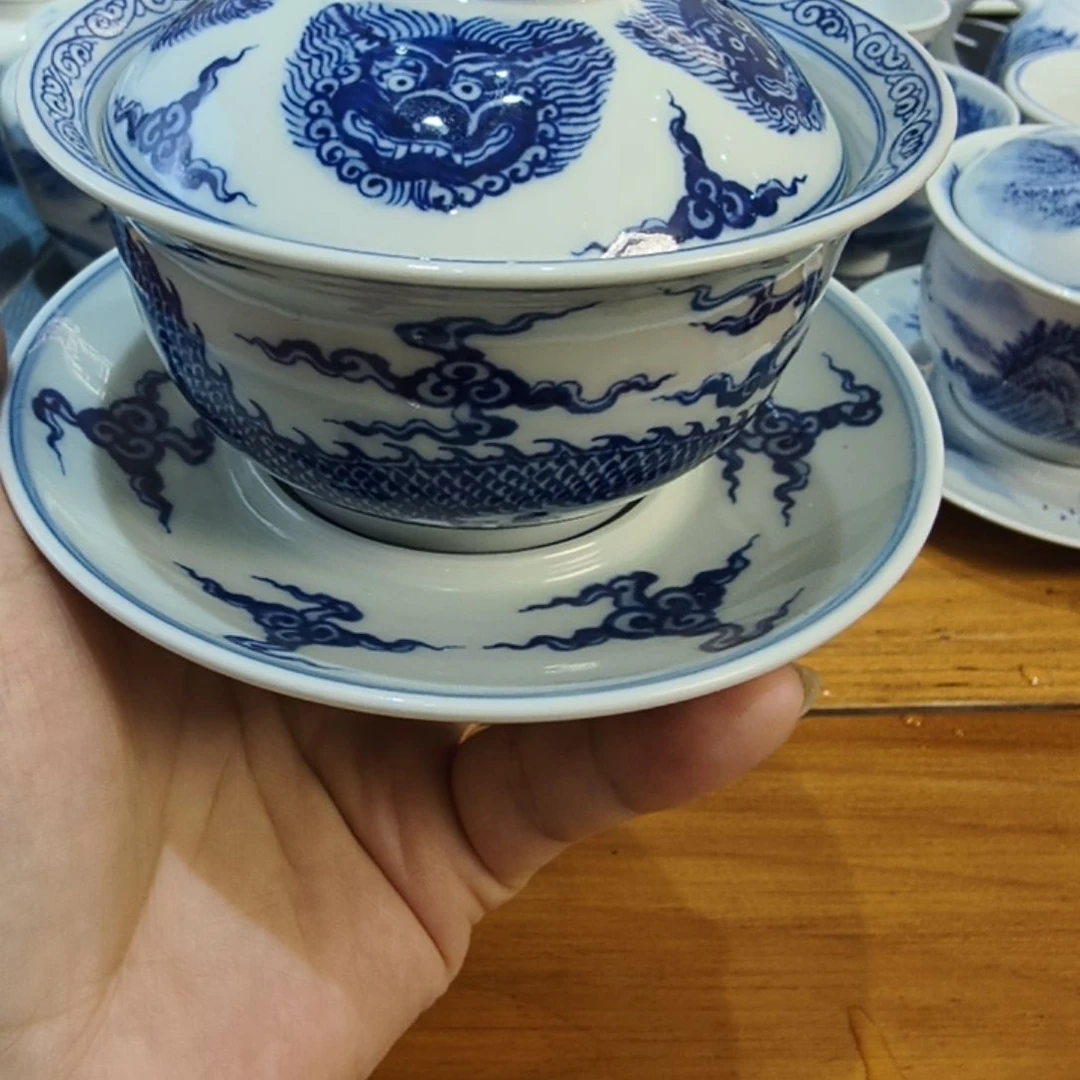 小***雨全手工山水龙三才盖碗（福利品）