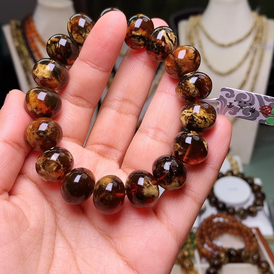 琥珀未镶嵌裸石黄花溶洞15-664