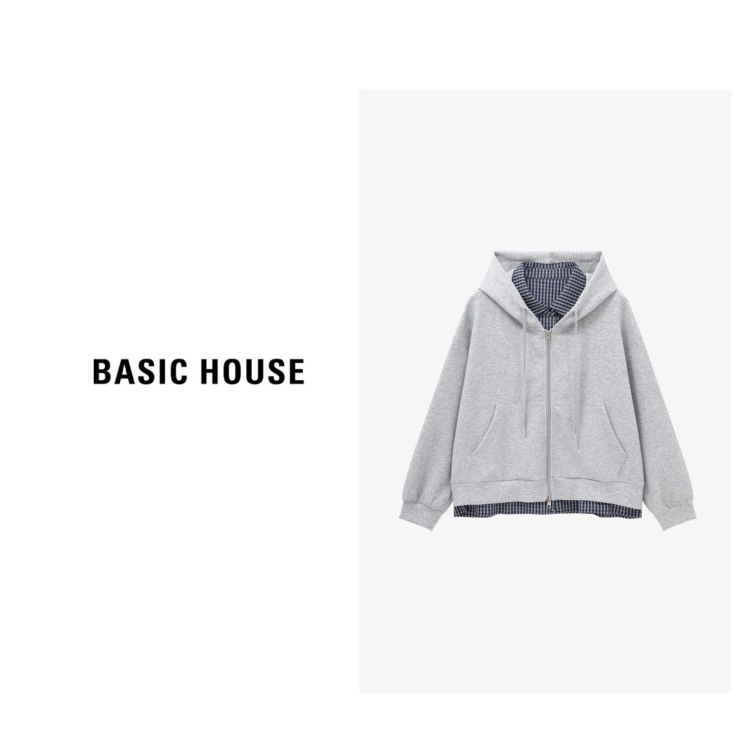 Basic House/百家好秋季新款休闲假两件设计拼接卫衣-B0625B5JZR2
