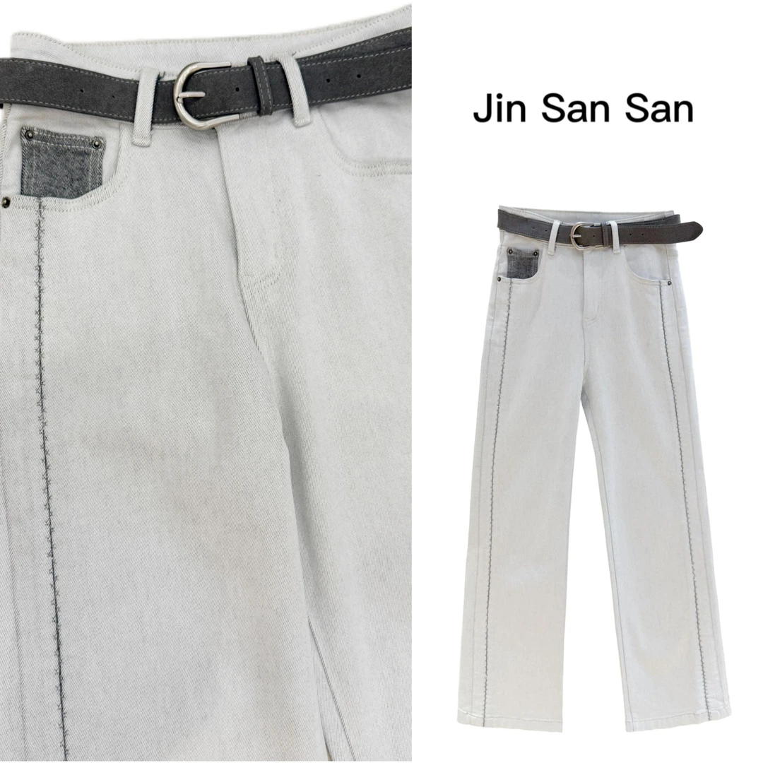 金三三【​海边探戈】2025冬季新款显瘦加绒休闲百搭牛仔裤H6606