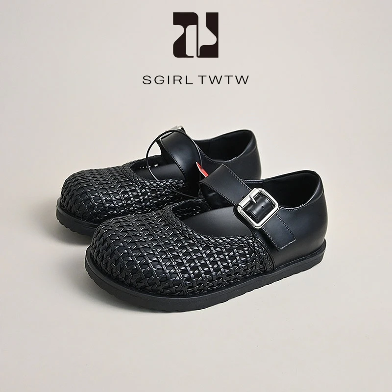 SGIRL 个性大头编织网玛丽珍鞋2025新款透气厚底黑色魔术贴单鞋女