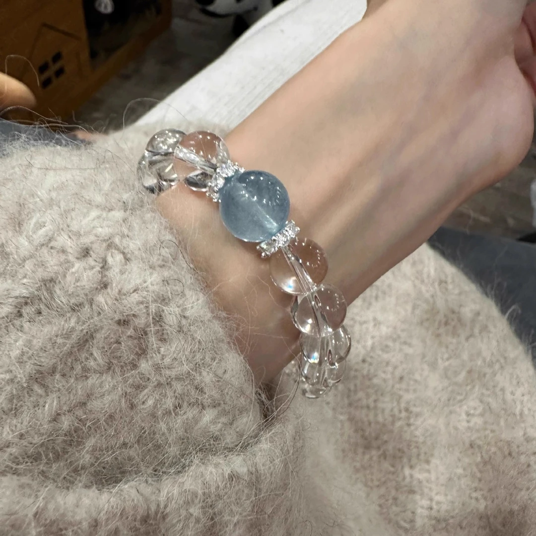 赵露思同款海蓝宝白水晶手串女新款时尚轻奢小众高级感送闺蜜礼物