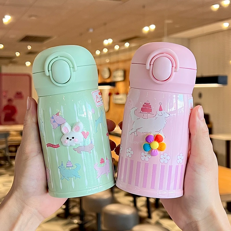 2025新款小巧便携式保温杯子女士超萌带茶隔不锈钢儿童学生小水杯