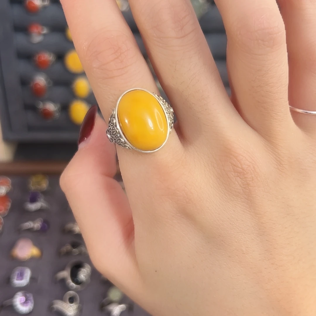 925银民族风戒指大蛋面