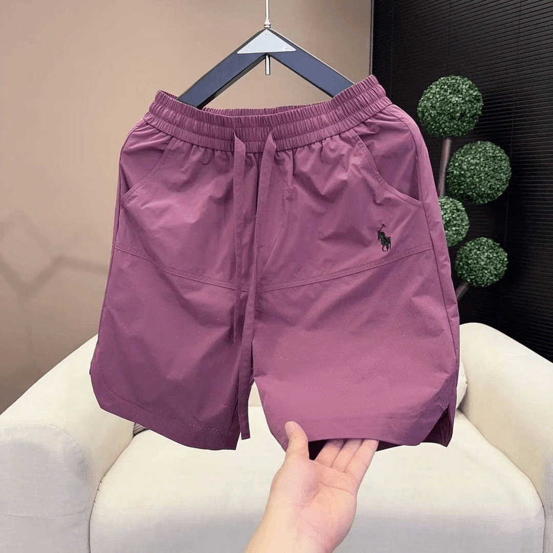 2025夏季男士速干薄款透气五分裤子打孔宽松休闲百搭简约刺绣短裤