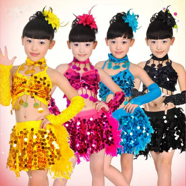 池映月 六一儿童拉丁服大亮片少儿演出服表演服舞台服露脐拉丁服