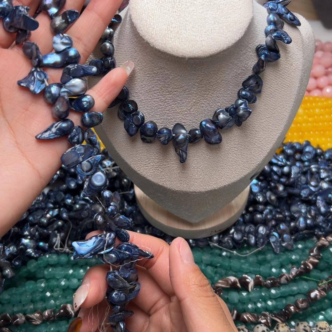 玛瑙/玉髓合金珠宝半成品I305/可刮粉贝珠一条