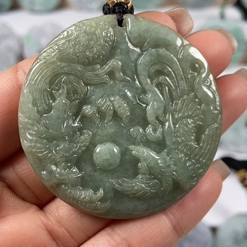 翡翠颈饰未镶嵌龙凤呈祥福利