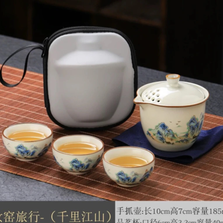 旅行茶具汝窑快客杯开片A156