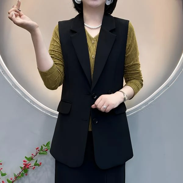秋季方口袋气质韩版上衣小众设计师正肩西装显瘦马夹洋气外套