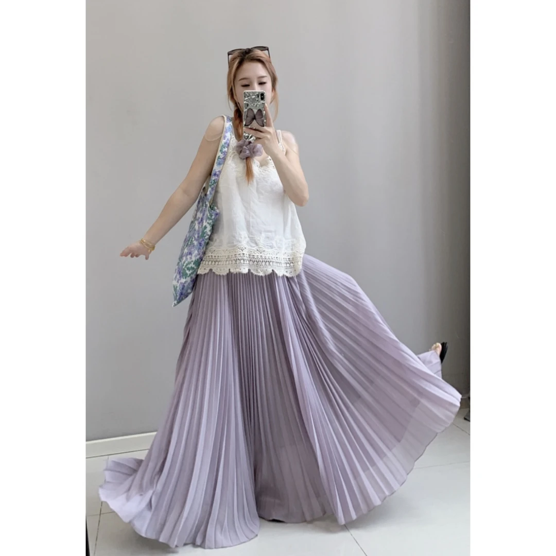 【纯色风琴百褶裙】极简风不规则大裙摆百搭春夏显瘦气质半身裙