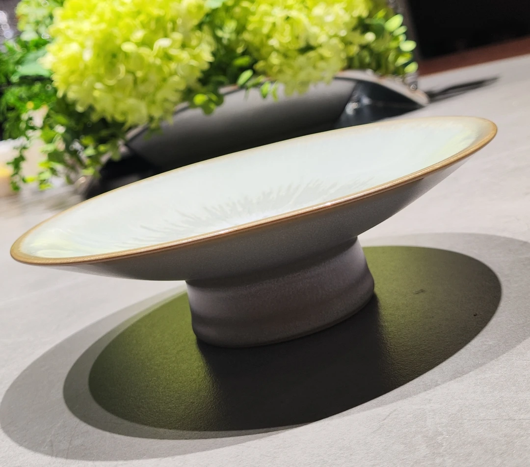 中国风默认风格果盘托盘粗陶异形高脚盘