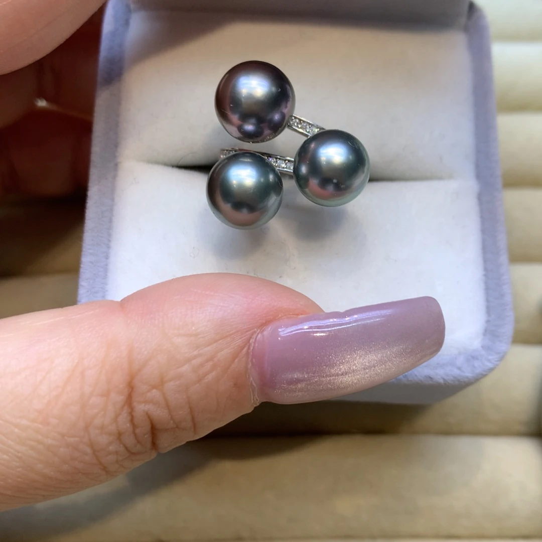 银S925镶嵌戒指海水珍珠