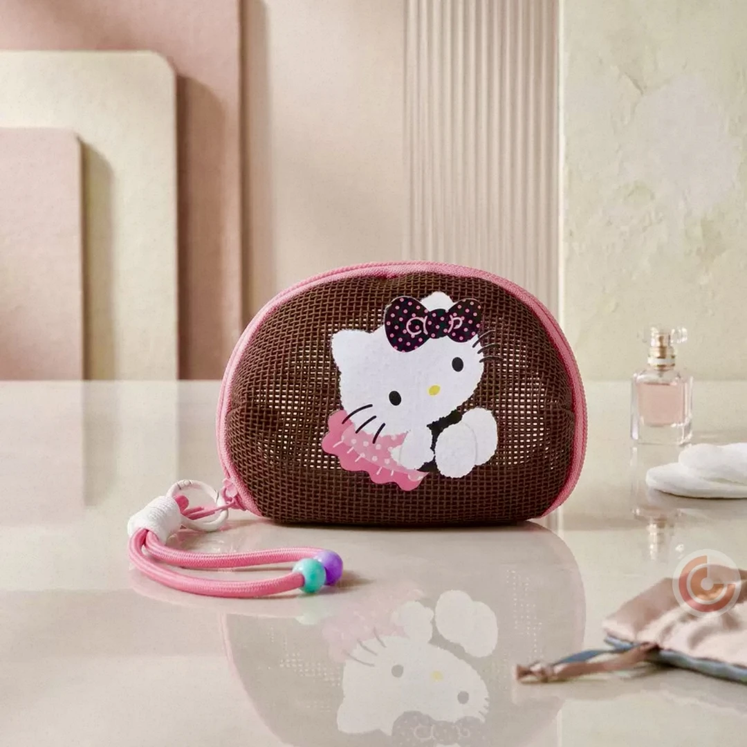 【正版】Hello Kitty网格零钱包/拉链收纳包