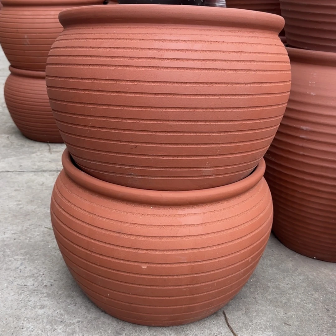 朱泥花盆口40高30宜兴紫砂