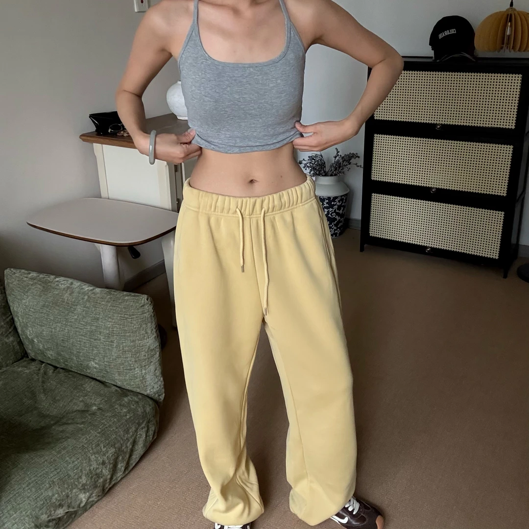 P11 松弛慵懒感小弯刀简约百搭垂感复古休闲卫裤KW2571