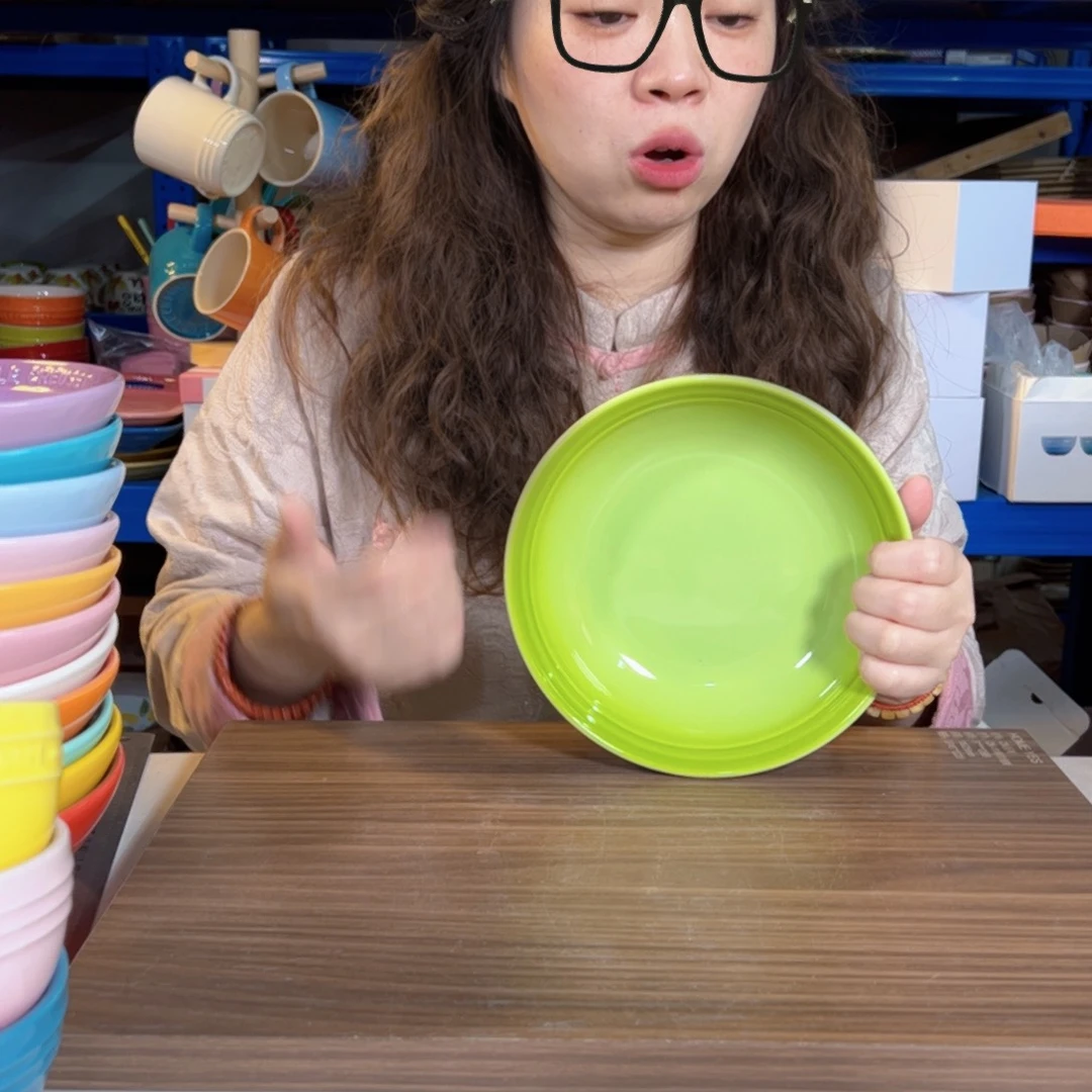 陶瓷翠竹绿燕麦碗