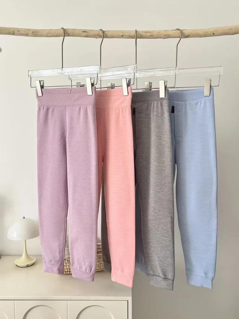 秋冬羊毛蚕丝秋衣秋裤中大童男女保暖休闲简约柔软舒适居家保暖裤