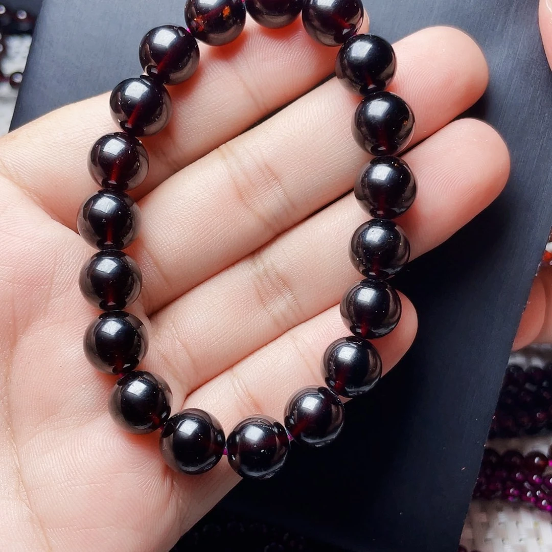 石榴石手链未镶嵌10MM高品质酒红单圈