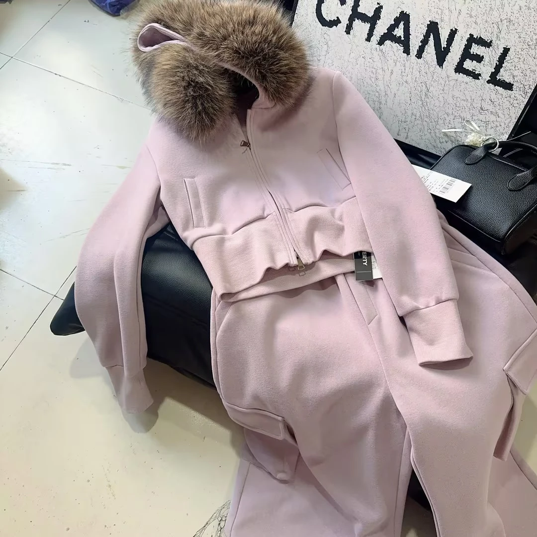 琳心丨秋冬新款紫色元气运动显瘦休闲洋气卫衣长裤套装 5570