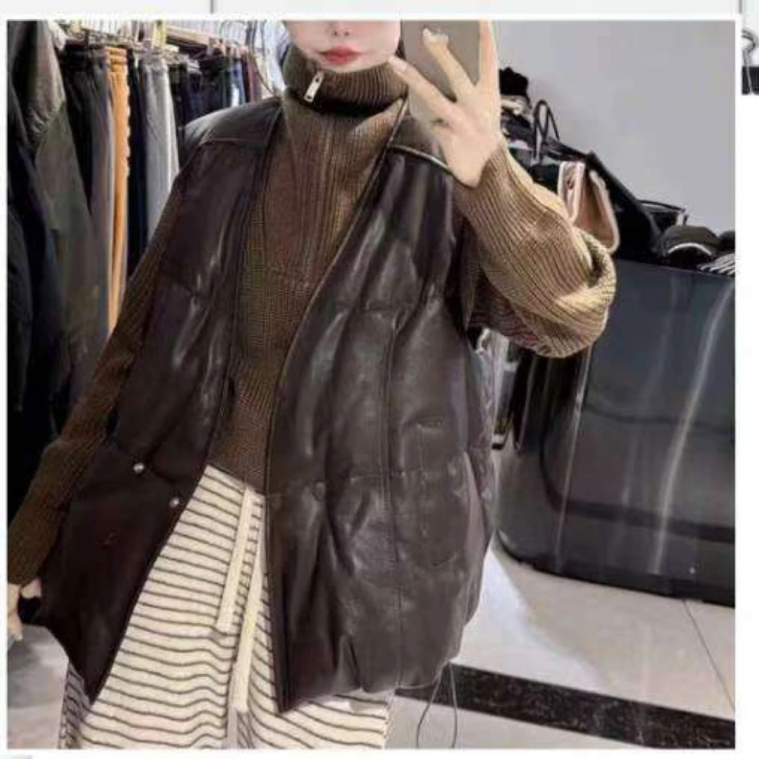 欧货洋气百搭仿皮棉马甲