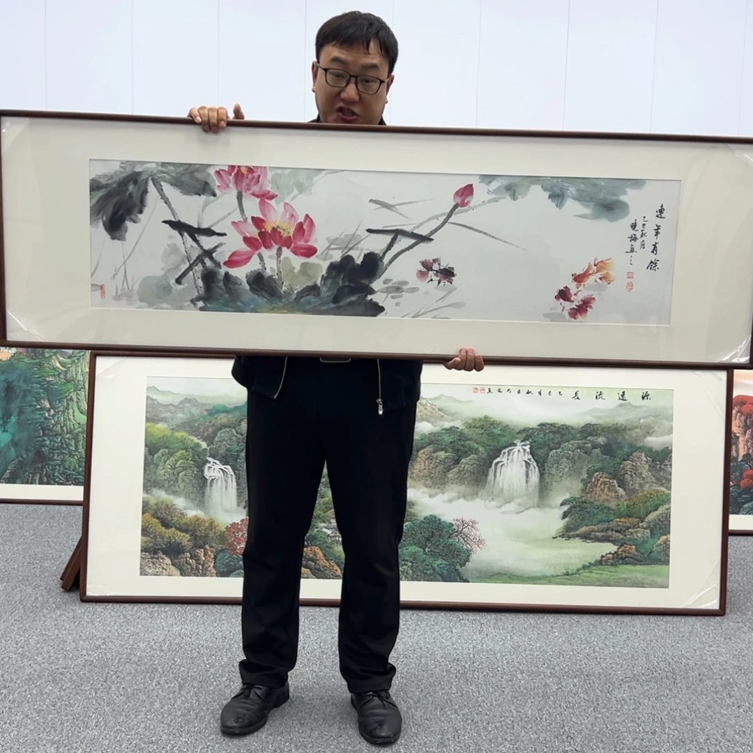 国画国画作品带框170*50