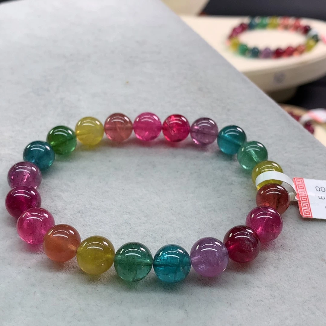 【闪购商品】碧玺手链未镶嵌碧玺彩虹色标单圈9.2