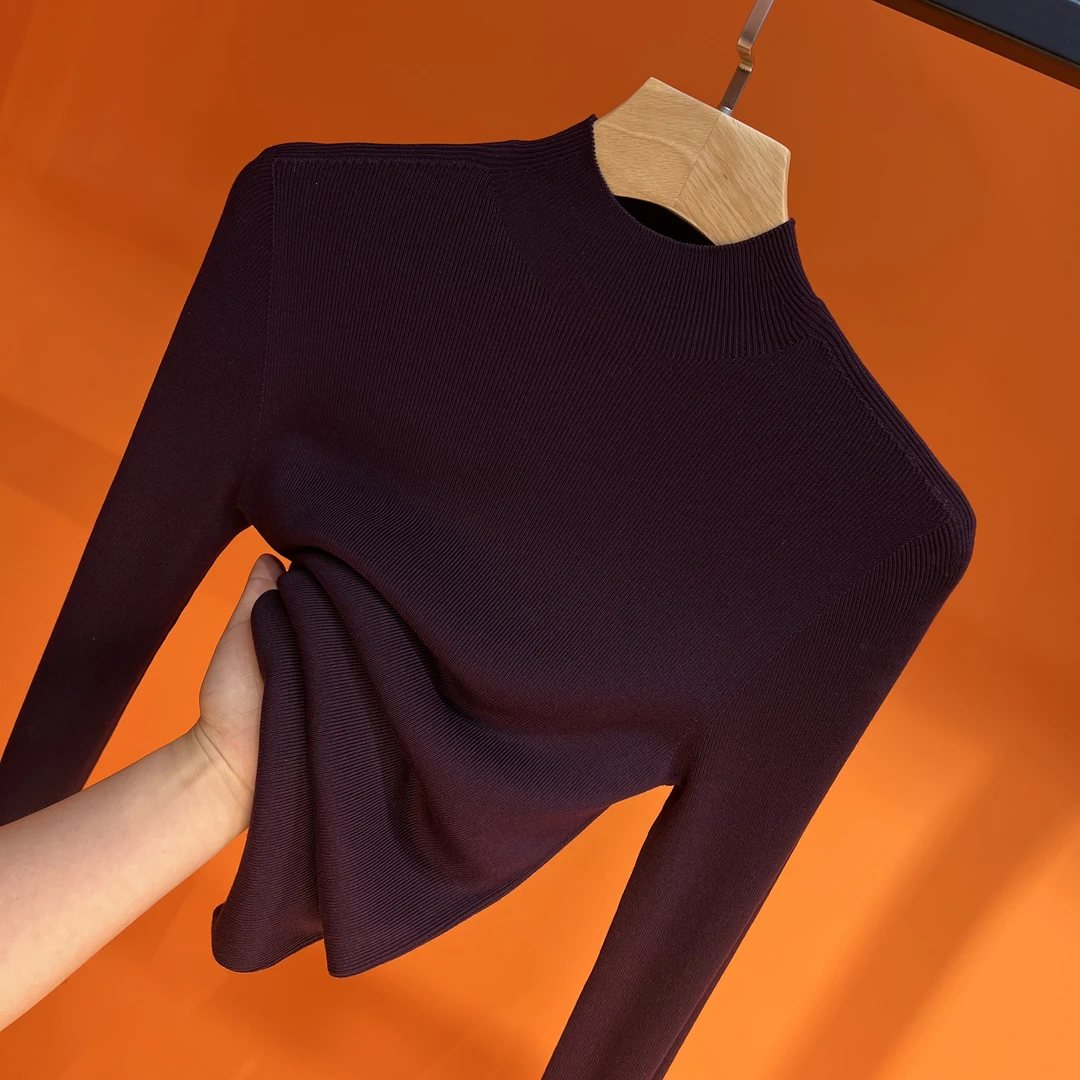 2025春装新款莱赛尔天丝长袖半高领可机洗无缝女士打底修身百搭