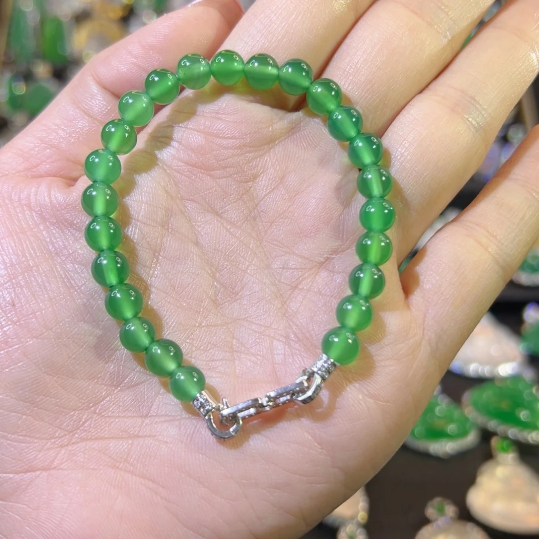 【闪购商品】玛瑙/玉髓手链银S925镶嵌两**叶