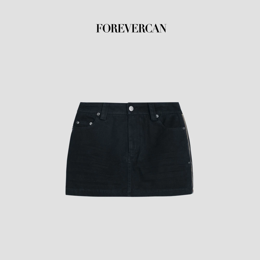 FOREVERCAN“随心搭”土耳其进口极简百搭中高腰牛仔裙裤SD22246