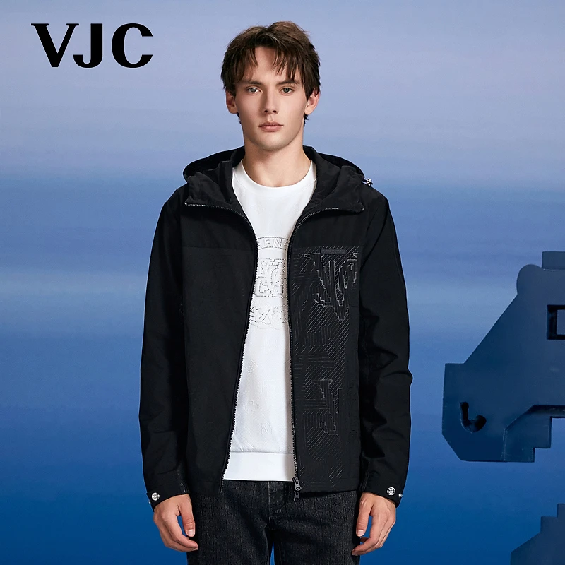 VJC/威杰思2025秋季新款男装潮流连帽夹克外套保暖轻奢B24CF1639