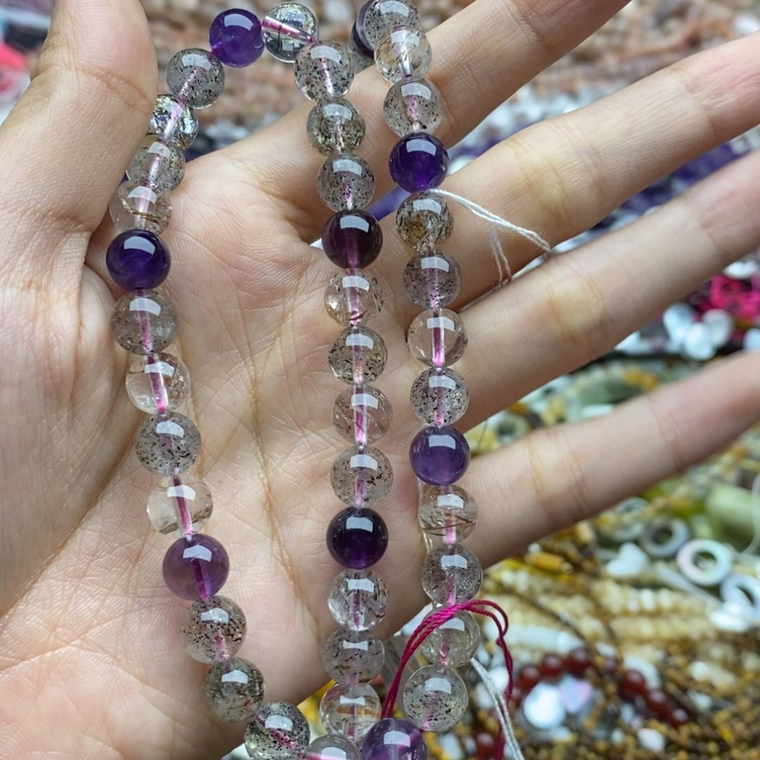 未镶嵌玛瑙/玉髓珠宝半成品拍两份一条天然8mm黑加仑水晶
