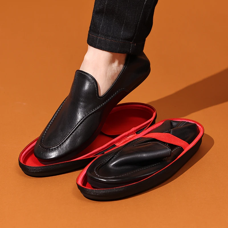 2025夏季新款豆豆鞋高端马皮乐福鞋时尚一脚蹬钱包鞋手工皮鞋男鞋