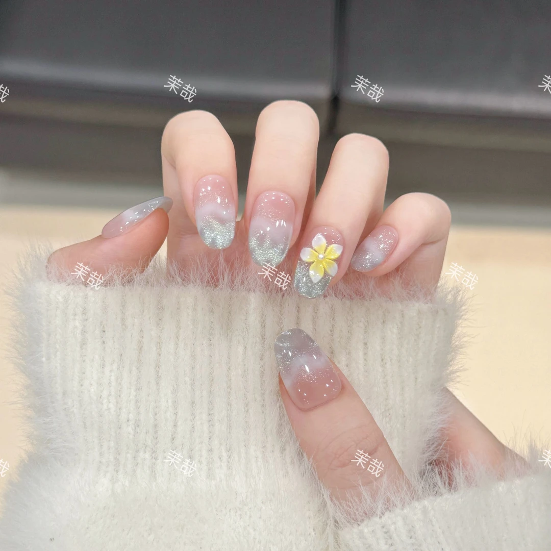 茉哉【蔚蓝絮语】纯手工定制美甲拆卸穿戴甲A4182