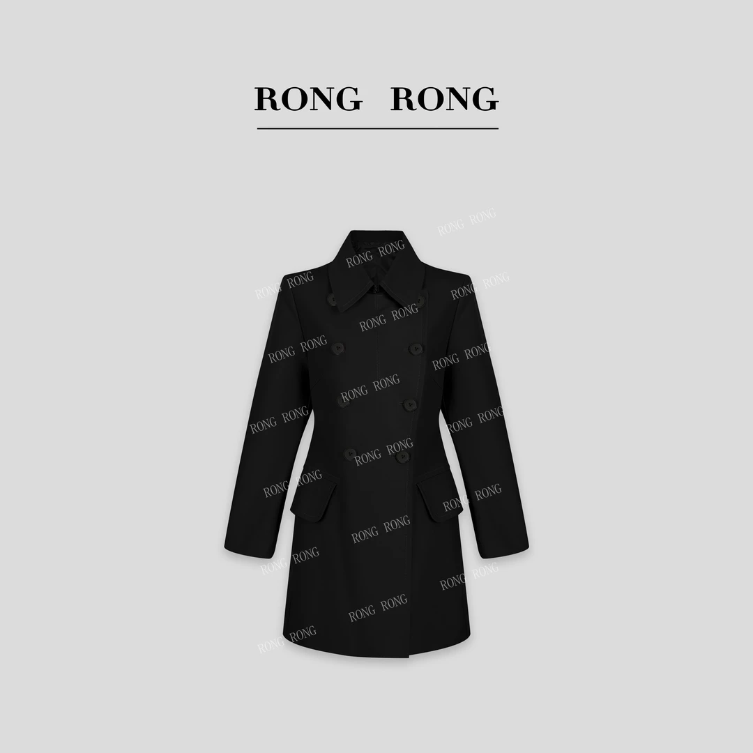 溶溶【摩登身姿】RONGRONG翻领收腰赫本风双排扣风衣NARA-WBY095