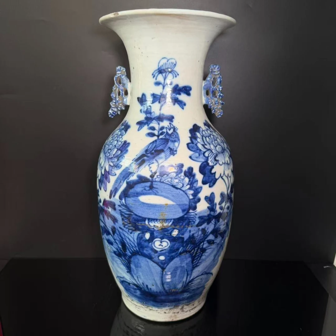 Lot68-青花双耳瓶-清年制款高43cm直径18-BJ11190028001077