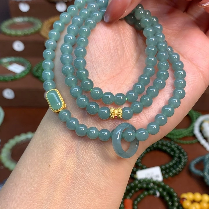 银S925镶嵌手链翡翠0733