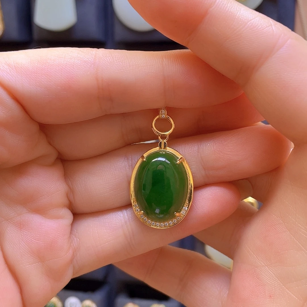 和田玉银S925镀金镶嵌颈饰