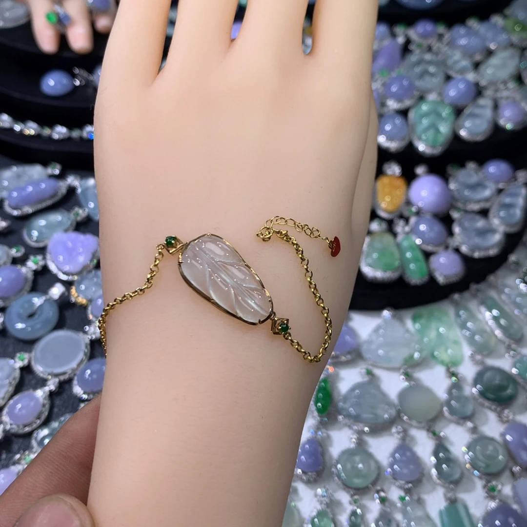 翡翠18K金镶嵌手链