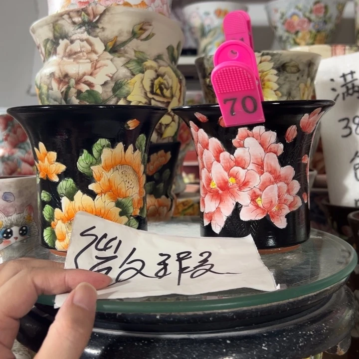 景德镇手绘花盆满38包邮偏远地区除外