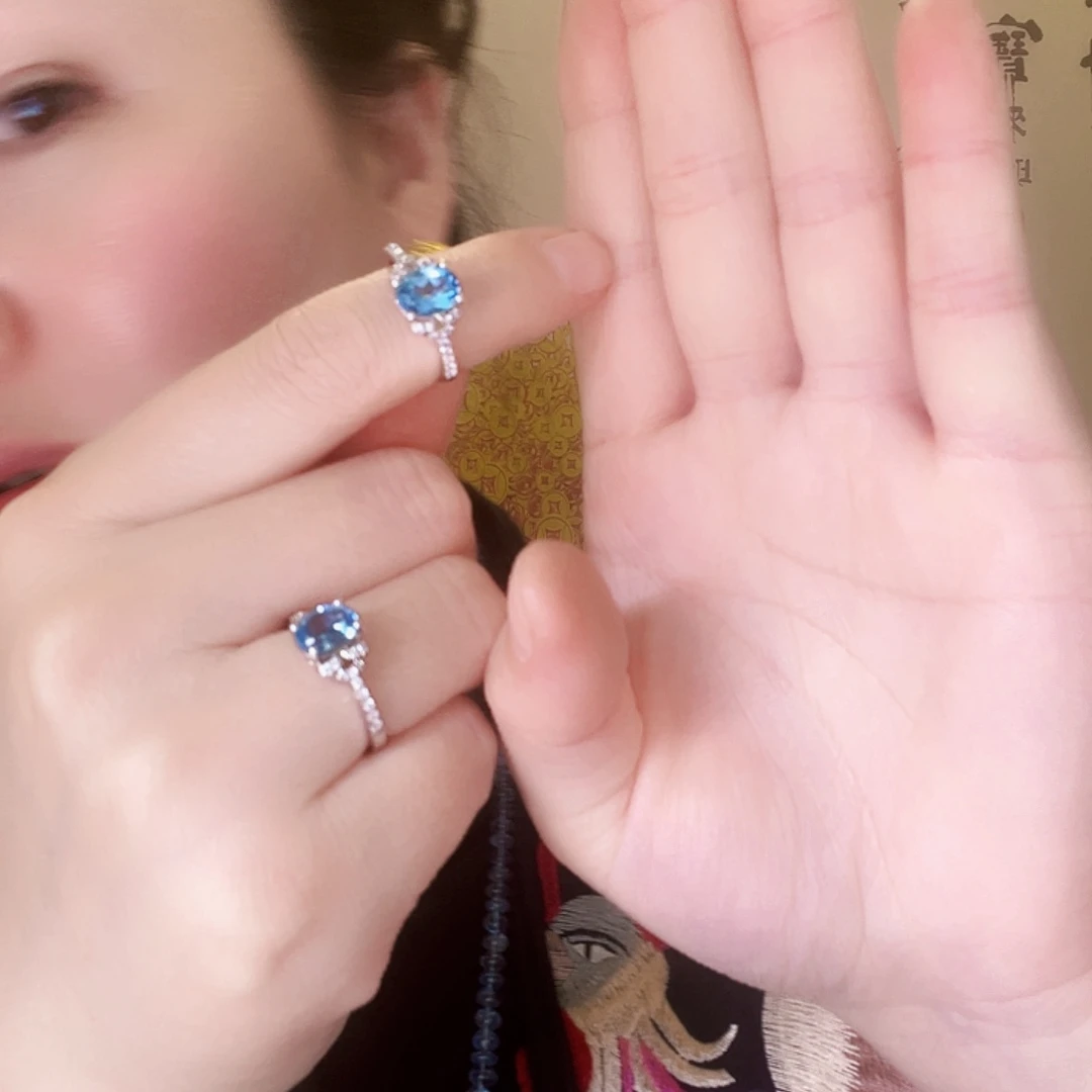 银S925镶嵌戒指托帕石12号圈