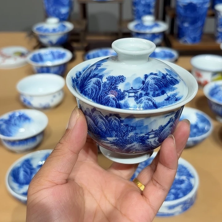 景德镇纯手绘盖碗