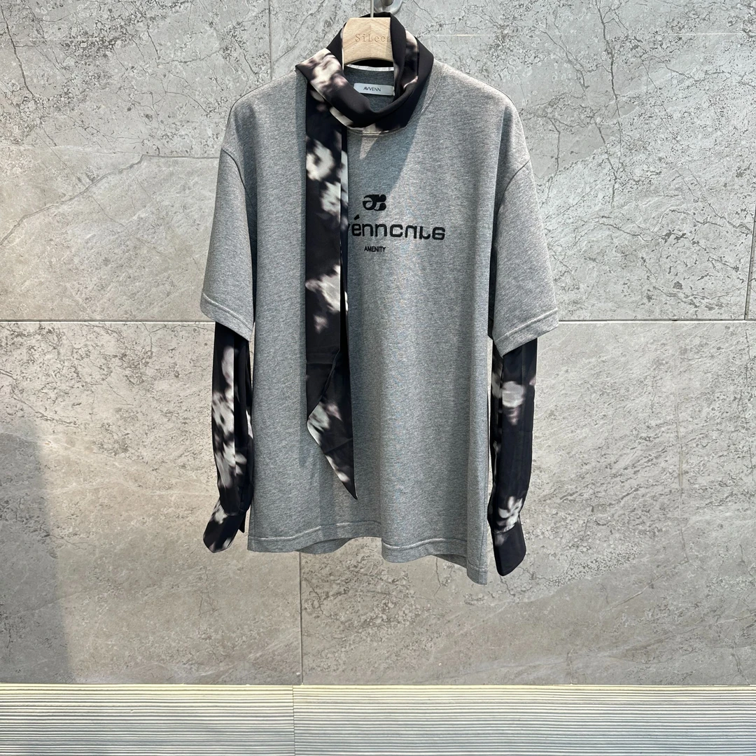 【AVVENN】设计师品牌25年春新品灰色T恤AL1100153638700