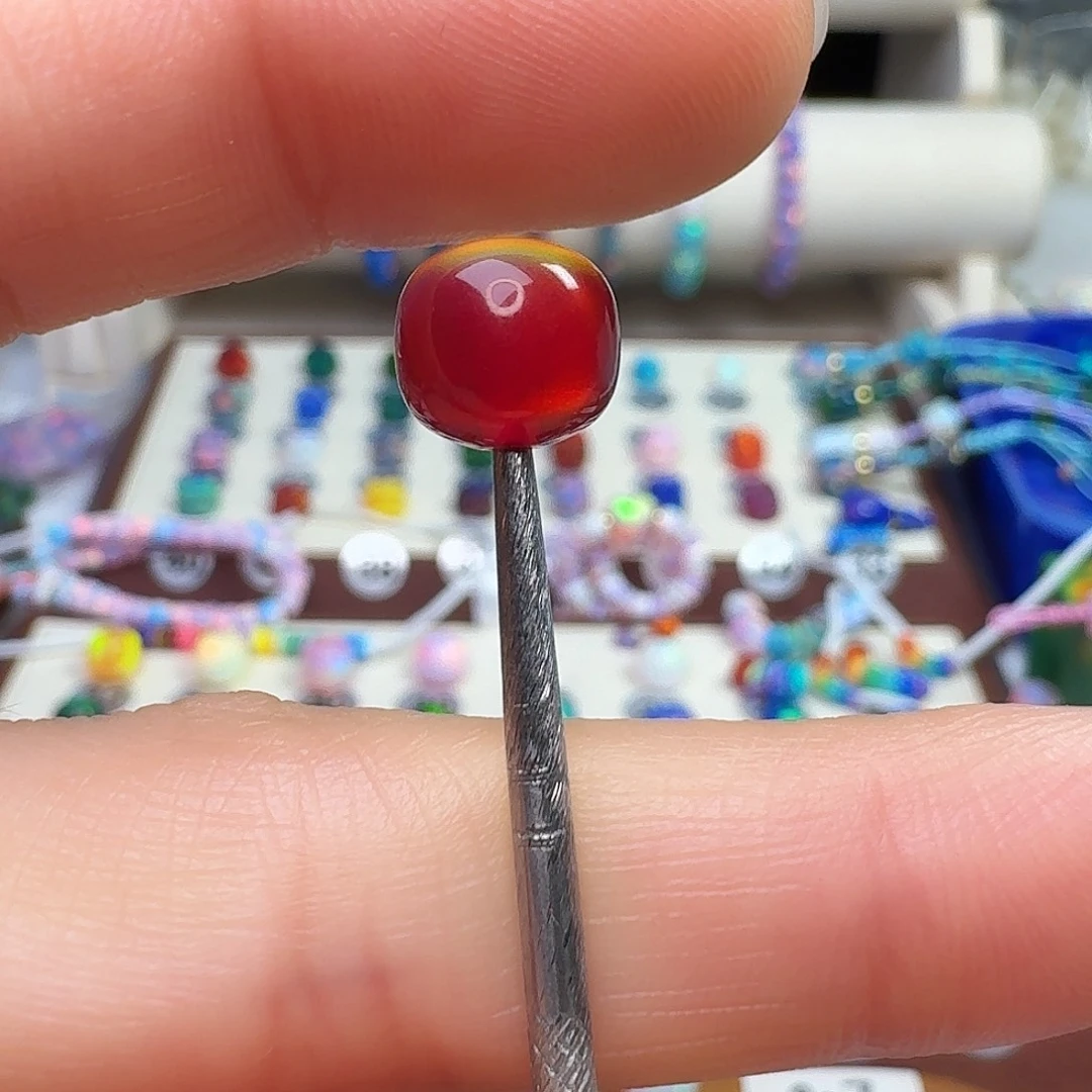 树脂制品魔****〽人造欧泊卡9老型火焰红单颗