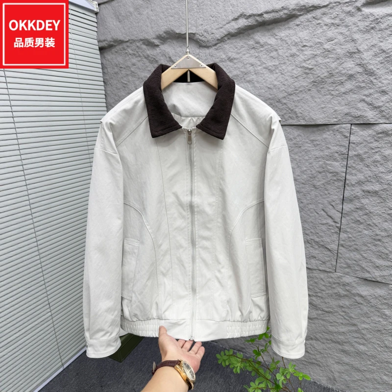 高级感男装商务休闲夹克男士春秋新款时尚翻领轻熟风工装外套上衣