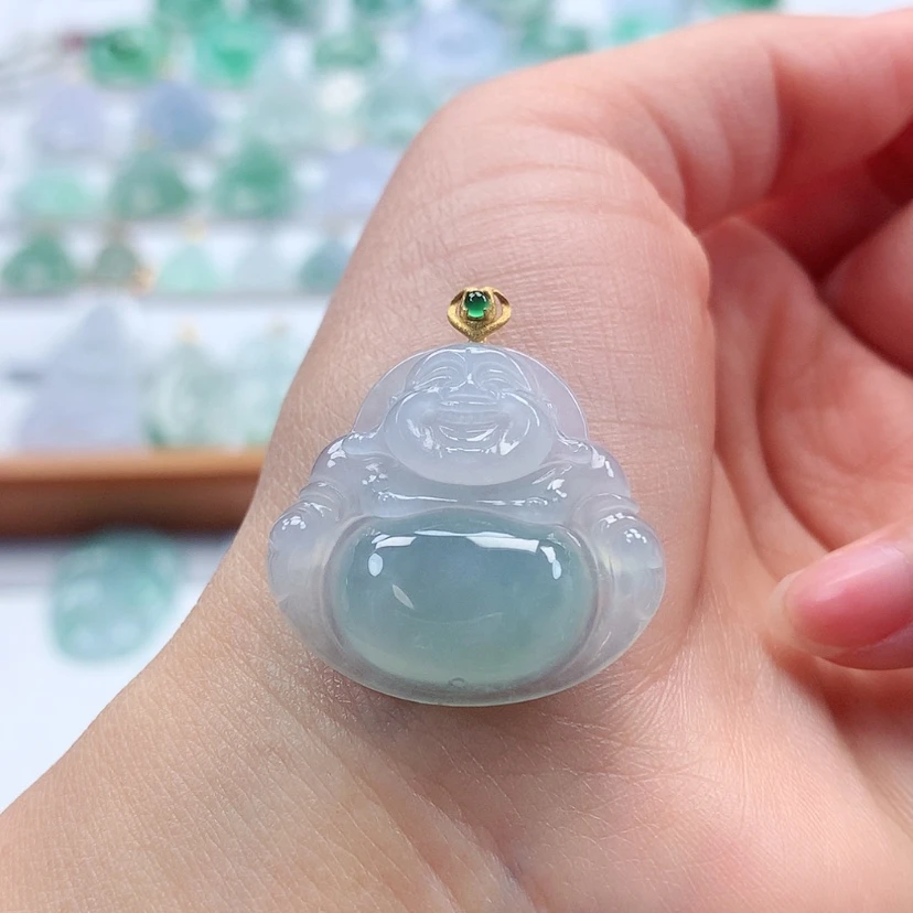 【闪购商品】翡翠吊坠(赠链)18K金镶嵌