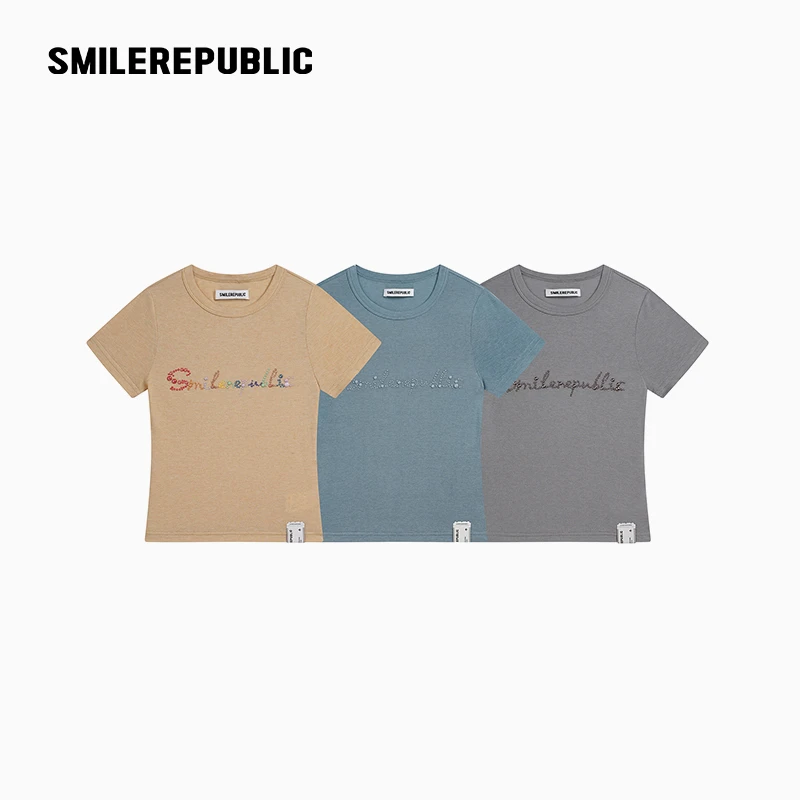 smilerepublic 仿珍珠露脐上衣女款2025新款百搭休闲时尚通勤