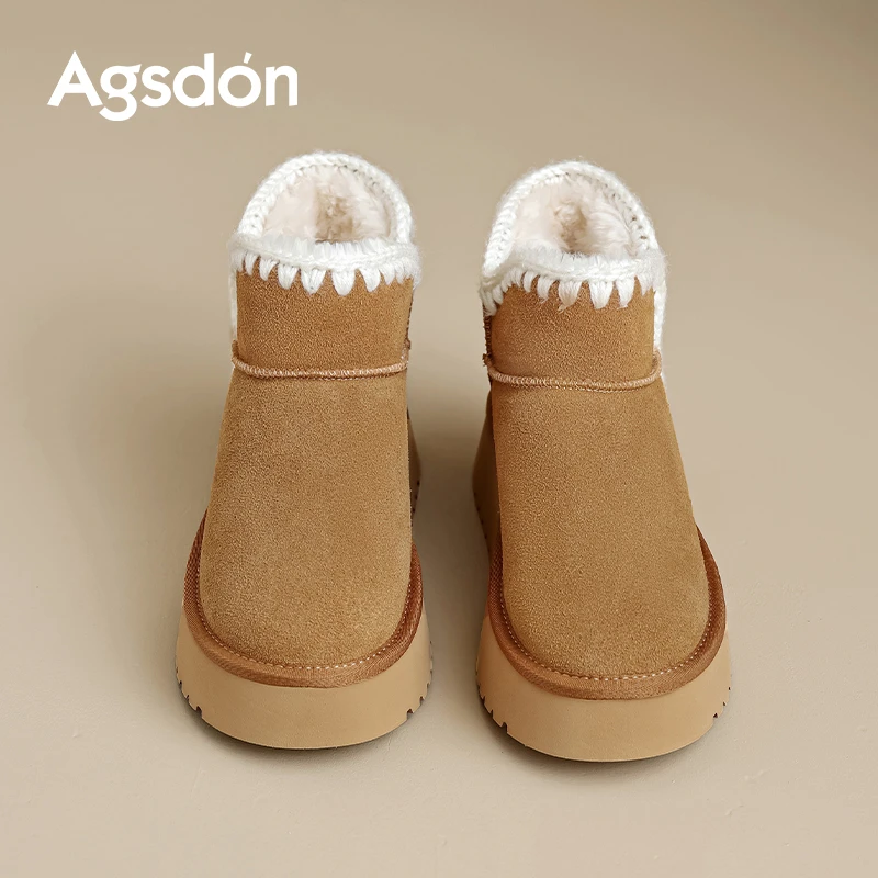Y奥古狮登雪地靴女款2025新款冬季厚底棉鞋加绒加厚短靴防滑保暖Y